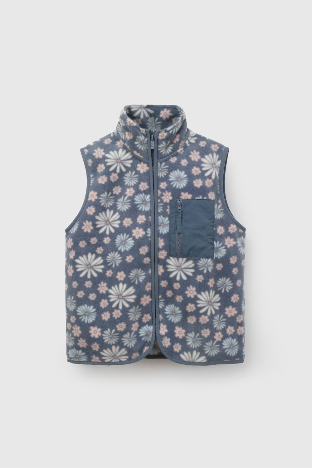Polerón Polar Celeste de Niña con Estampado de Flores
