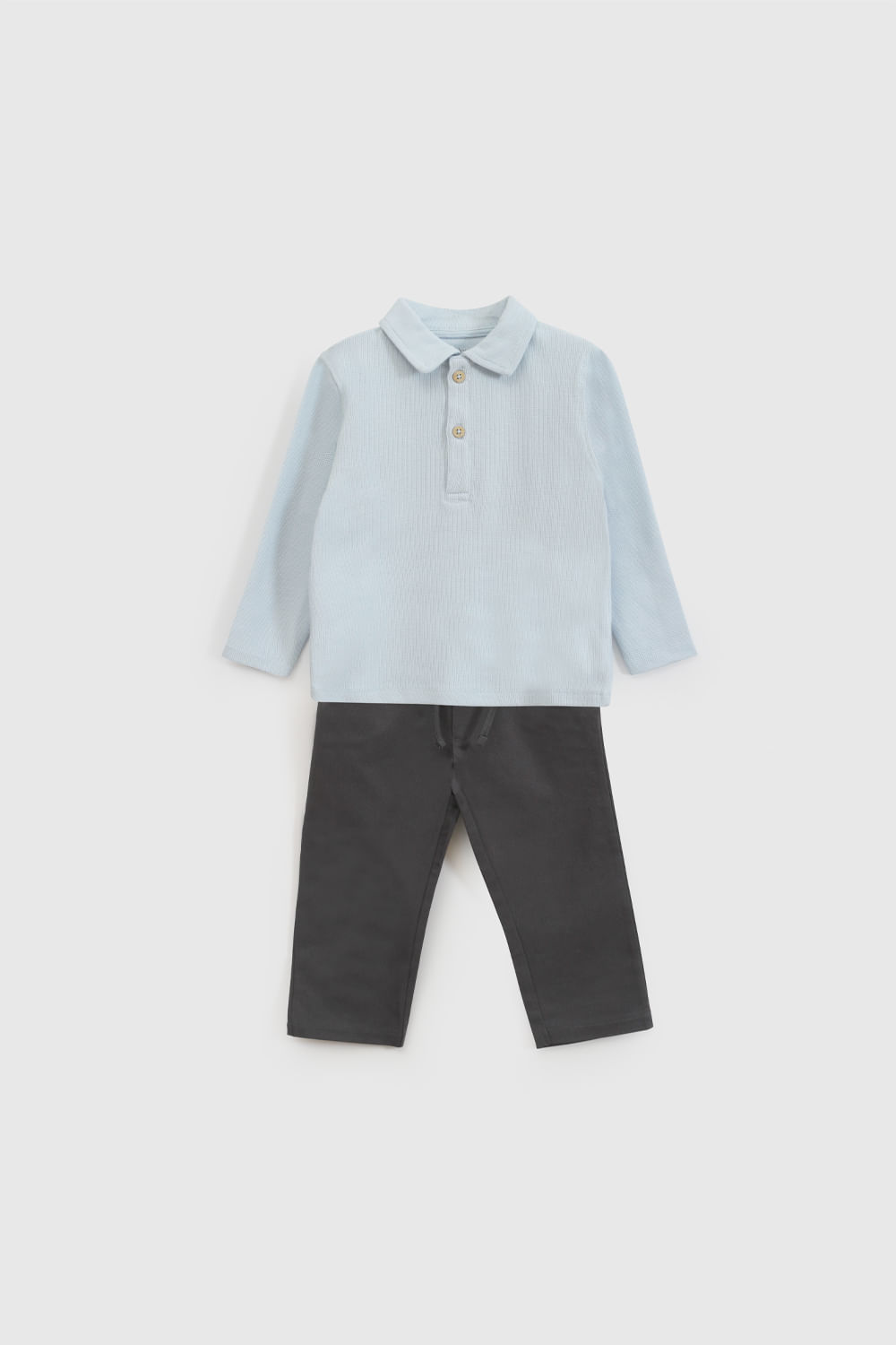Conjunto Infantil de Niño Gris de Algodón con Botó