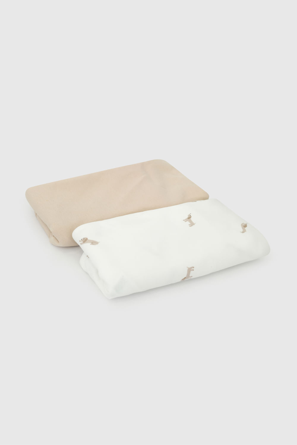 Pack x 2 Mantas Beige para Bebé 100% Algodón con Estampado 50182