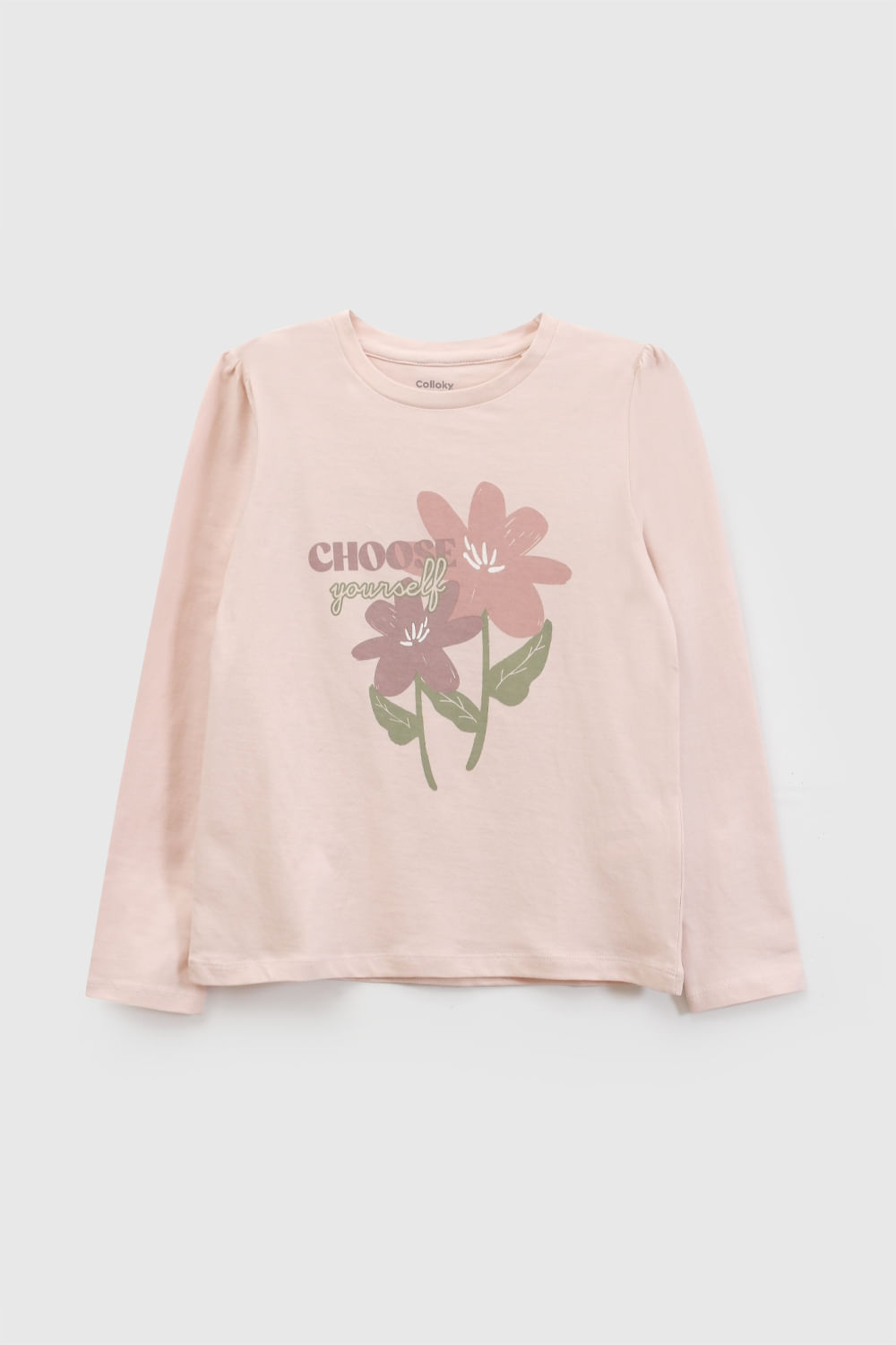 Polo Estampada Flores de Niña Rosado con 100% Algo
